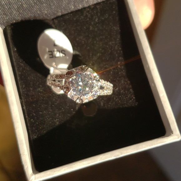 Ring 18kt white gold plated brass size 7 - Picture 3 of 14